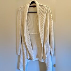 Merona women's cream open-front cardigan with a cable knit design.